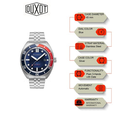 Duxot Tortuga Automatic Blue Round Dial Men's Watch - DX-2026-33