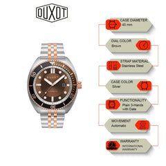 Duxot Tortuga Automatic Brown Round Dial Men's Watch - DX-2026-55
