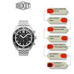 Duxot Tortuga Chronograph Black Round Dial Men's Watch - DX-2027-11