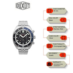 Duxot Tortuga Chronograph Black Round Dial Men's Watch - DX-2027-22