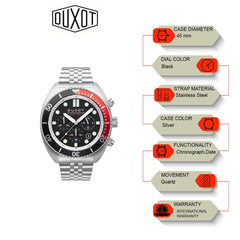 Duxot Tortuga Chronograph Black Round Dial Men's Watch - DX-2027-33