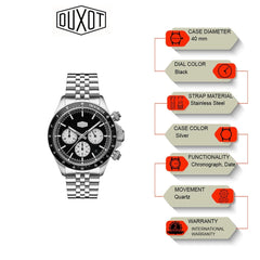 Duxot Accelero Chronograph Black Round Dial Men's Watch - DX-2028-33