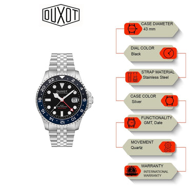 Duxot Altlantica GTM Black Round Dial Men's Watch - DX-2034-33