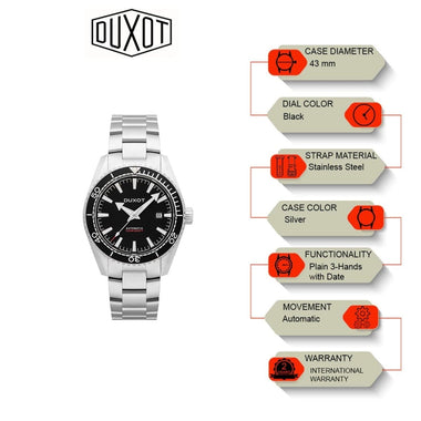 Duxot Tiburon Automatic Black Round Dial Men's Watch - DX-2036-11