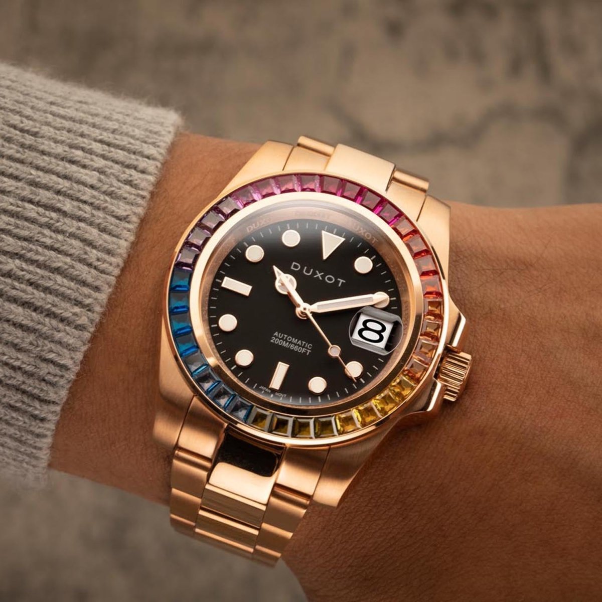 Duxot Atlantica Limited Edition Automatic Black Round Dial Men's Watch - DX-2047-22