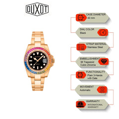 Duxot Atlantica Limited Edition Automatic Black Round Dial Men's Watch - DX-2047-22