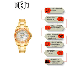 Duxot Atlantica Limited Edition Automatic White Round Dial Men's Watch - DX-2047-33