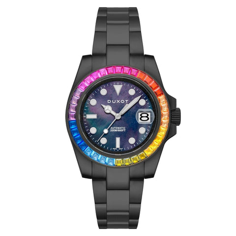 Duxot Atlantica Limited Edition Automatic Black Round Dial Men's Watch - DX-2047-44