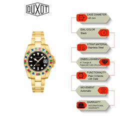 Duxot Atlantica Limited Edition Automatic Black Round Dial Men's Watch - DX-2047-66