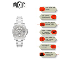 Duxot Atlantica Limited Edition Automatic White Round Dial Men's Watch - DX-2047-BB