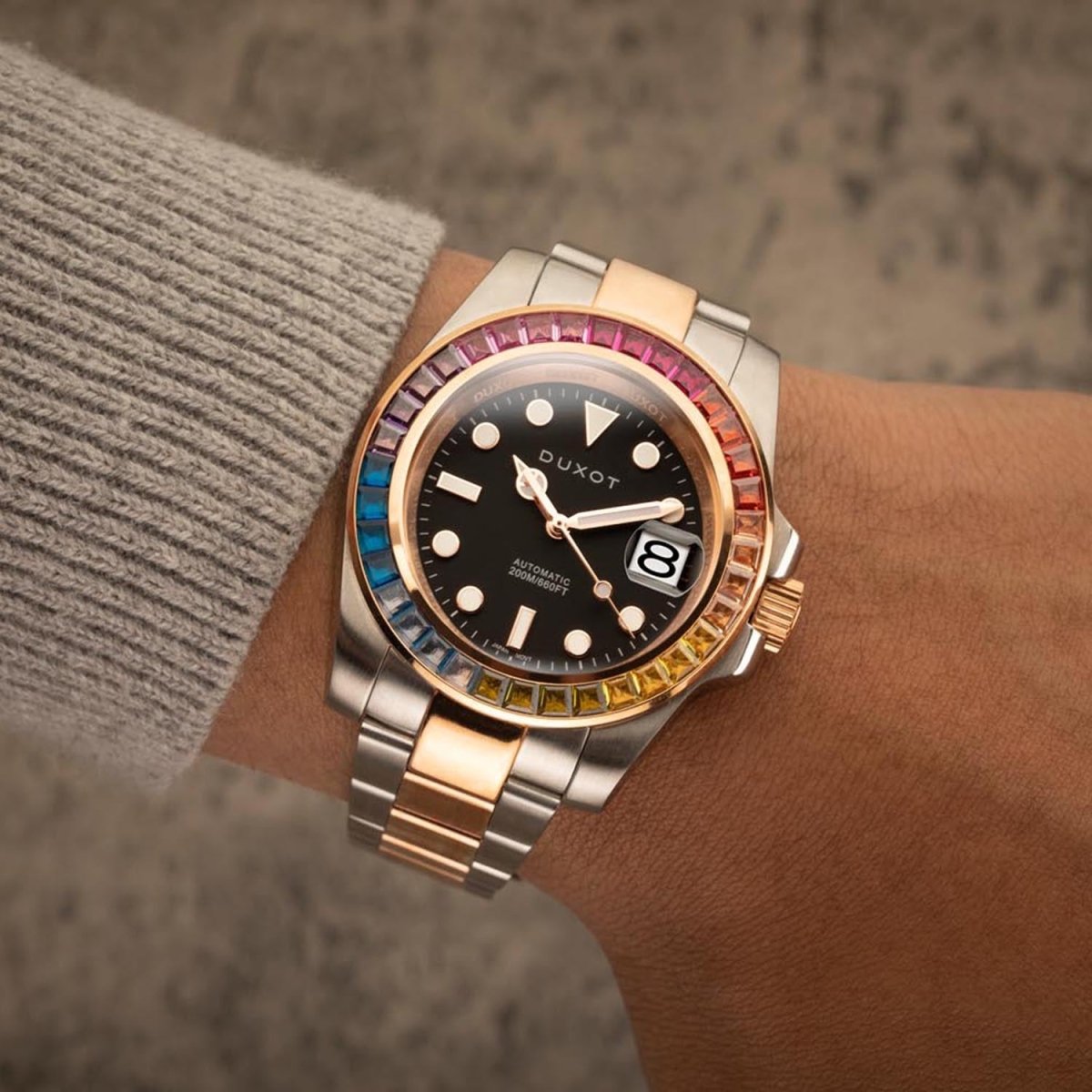 Duxot Atlantica Limited Edition Automatic Black Round Dial Men's Watch - DX-2047-KK