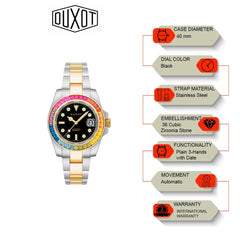 Duxot Atlantica Limited Edition Automatic Black Round Dial Men's Watch - DX-2047-MM