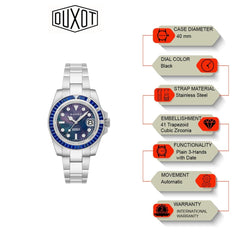 Duxot Atlantica Limited Edition Automatic Black Round Dial Men's Watch - DX-2047-NN