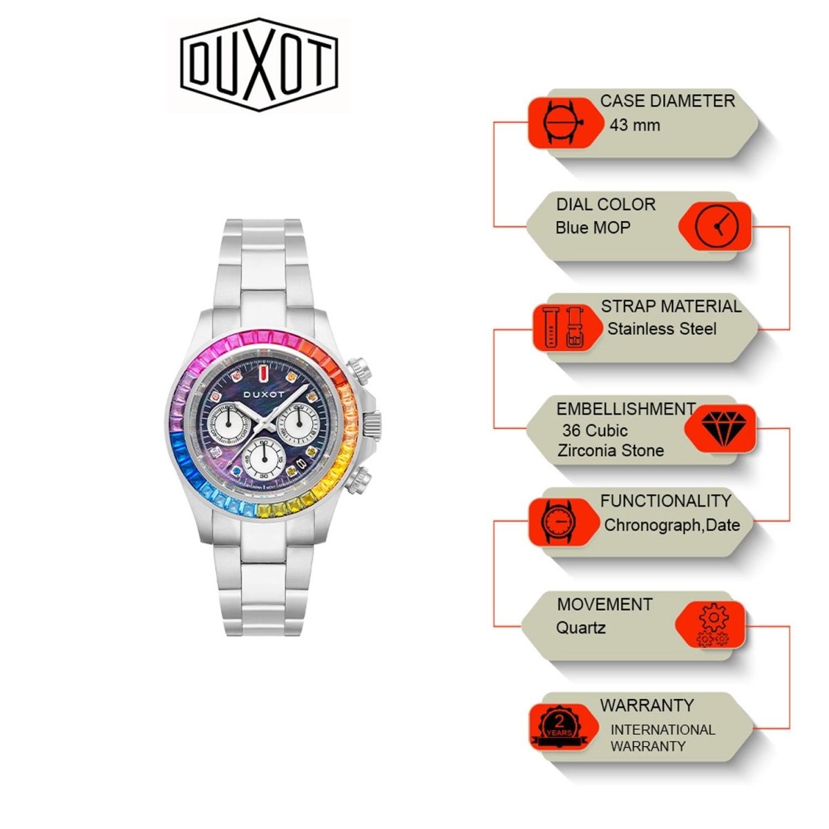 Duxot Atlantica Limited Edition Chronograph Multicolor Round Dial Men's Watch - DX-2048-11