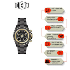 Duxot Atlantica Limited Edition Chronograph Black Round Dial Men's Watch - DX-2048-FF