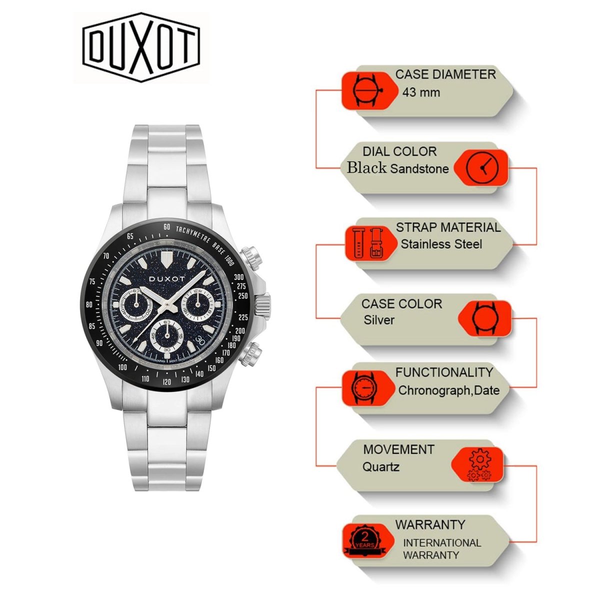 Duxot Atlantica Limited Edition Chronograph Blue Round Dial Men's Watch - DX-2048-HH