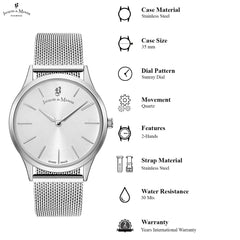 JACQUES DU MANOIR Emotion Swiss Made Analogue Silver Round Dial Women's Watch- EM.01