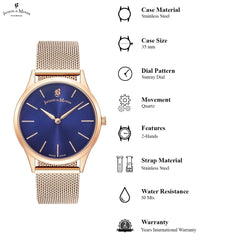 JACQUES DU MANOIR Emotion Swiss Made Analogue Blue Round Dial Women's Watch- EM.04
