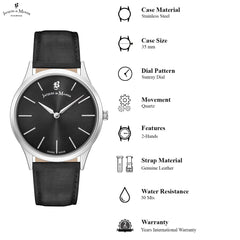 JACQUES DU MANOIR Emotion Swiss Made Analogue Black Round Dial Women's Watch- EM.08