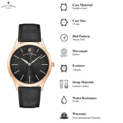JACQUES DU MANOIR Emotion Swiss Made Analogue Black Round Dial Women's Watch- EM.10