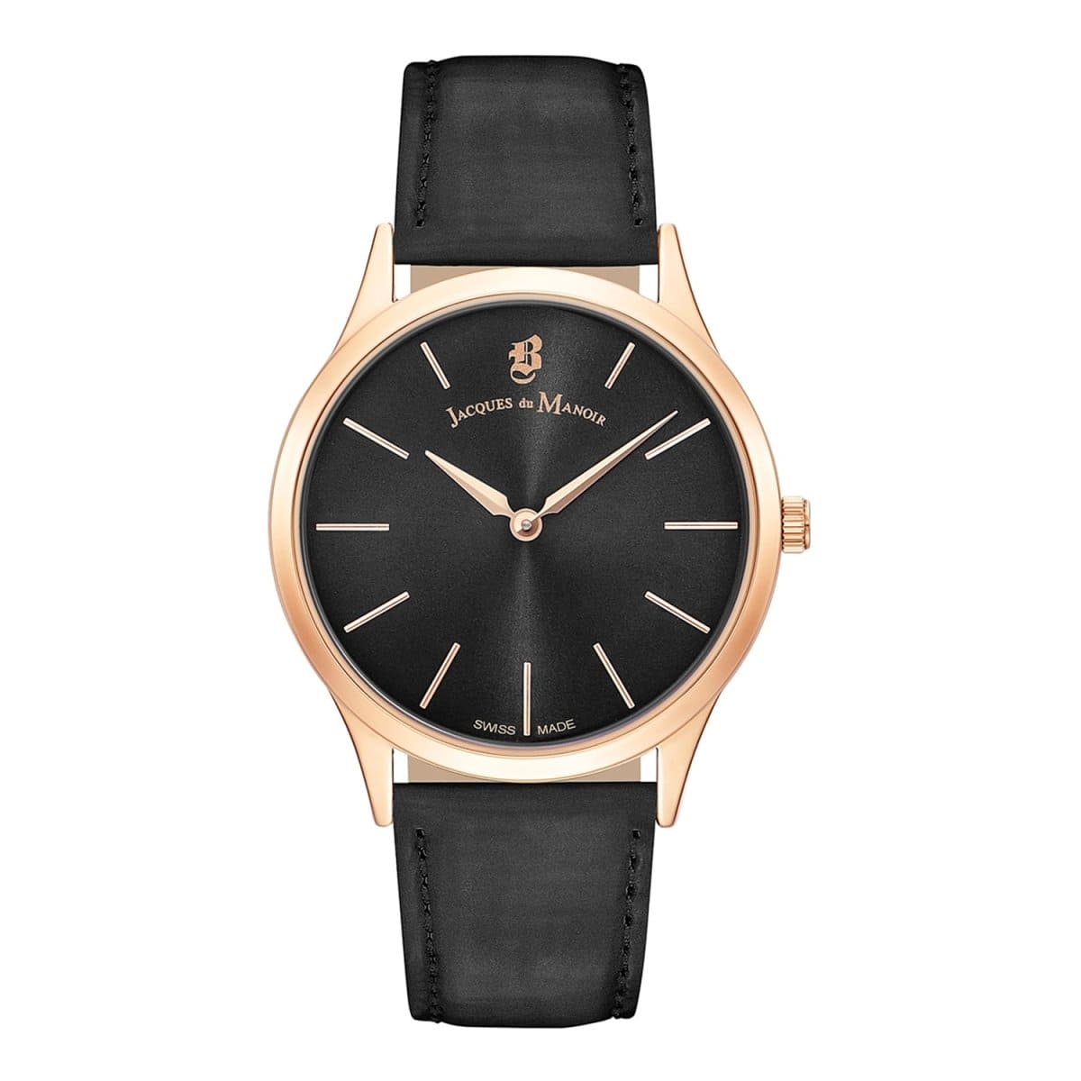 JACQUES DU MANOIR Emotion Swiss Made Analogue Black Round Dial Women's Watch- EM.10