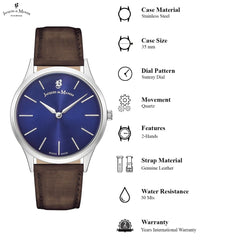 JACQUES DU MANOIR Emotion Swiss Made Analogue Blue Round Dial Women's Watch- EM.11