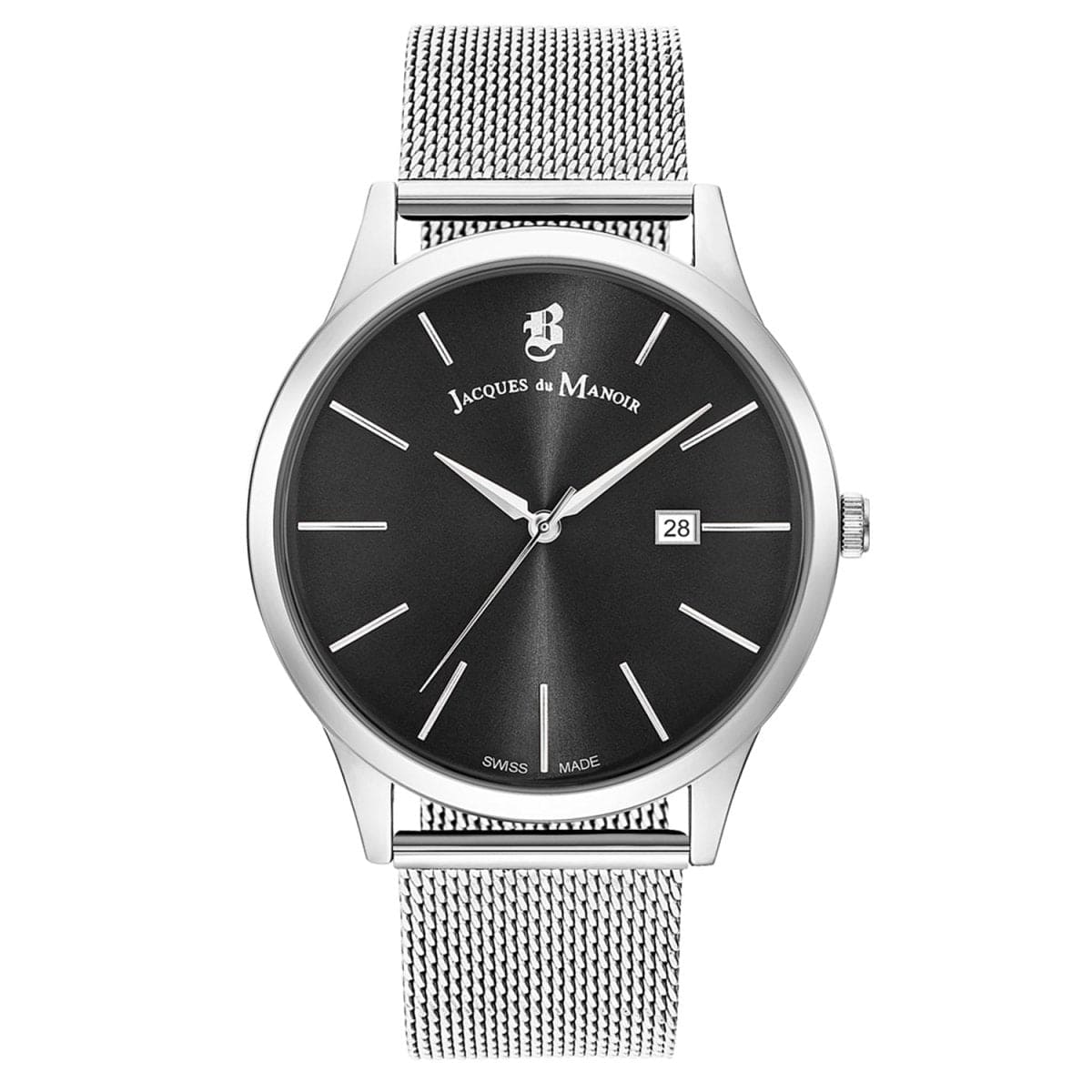 JACQUES DU MANOIR Emotion Swiss Made Analogue Black Round Dial Men's Watch- EMG.05