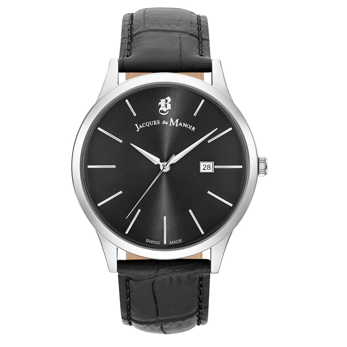 JACQUES DU MANOIR Emotion Swiss Made Analogue Black Round Dial Men's Watch- EMG.07