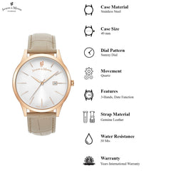 JACQUES DU MANOIR Emotion Swiss Made Analogue Silver Round Dial Men's Watch- EMG.10