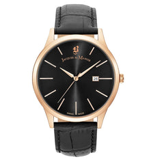 JACQUES DU MANOIR Emotion Swiss Made Analogue Black Round Dial Men's Watch- EMG.12