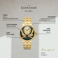 Earnshaw Beaufort Anatolia Automatic Green Round Dial Men's Watch - ES-8059-11
