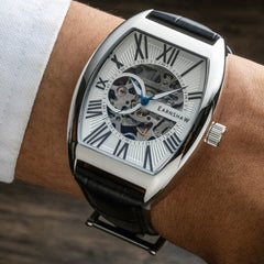 Earnshaw Beauchamp Automatic Skeleton Silver Tonneau Dial Men's Watch - ES-8148-07