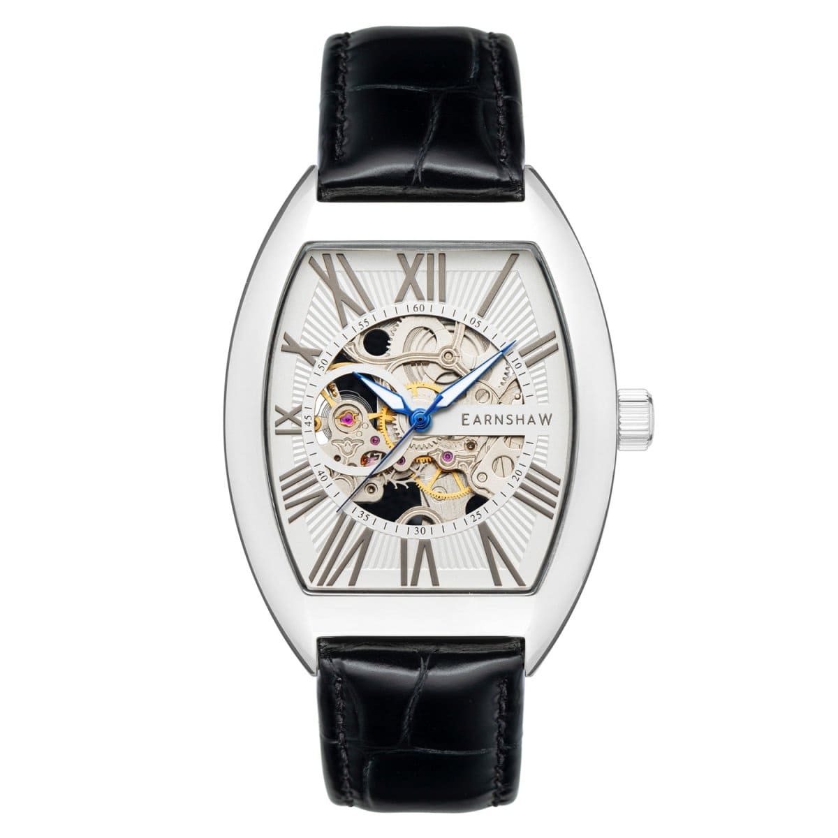 Earnshaw Beauchamp Automatic Skeleton Silver Tonneau Dial Men's Watch - ES-8148-07