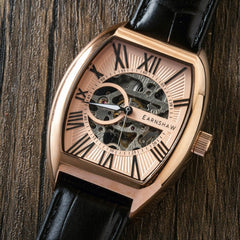 Earnshaw Beauchamp Automatic Skeleton Rose Gold Tonneau Dial Men's Watch - ES-8148-09