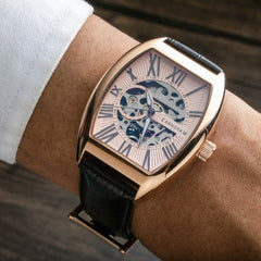 Earnshaw Beauchamp Automatic Skeleton Rose Gold Tonneau Dial Men's Watch - ES-8148-09