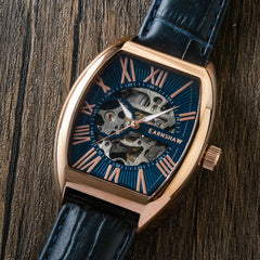 Earnshaw Beauchamp Automatic Skeleton Blue Tonneau Dial Men's Watch - ES-8148-0A