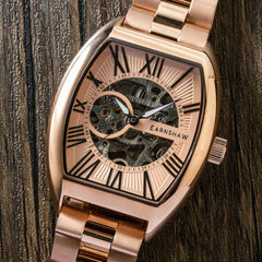 Earnshaw Beauchamp Automatic Skeleton Rose Gold Tonneau Dial Men's Watch - ES-8148-77