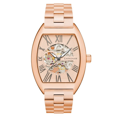 Earnshaw Beauchamp Automatic Skeleton Rose Gold Tonneau Dial Men's Watch - ES-8148-77