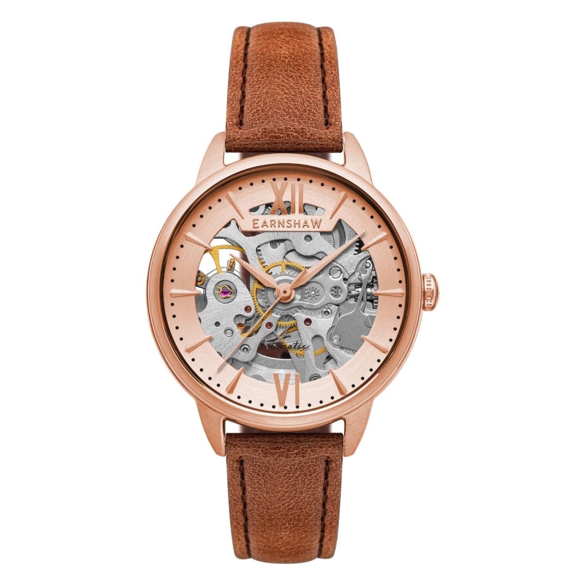 EARNSHAW ANNING Automatic Skeleton Round Dial Women's Watch-ES-8153-06