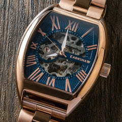 Earnshaw Beauchamp Automatic Skeleton Blue Tonneau Dial Men's Watch - ES-8148-88