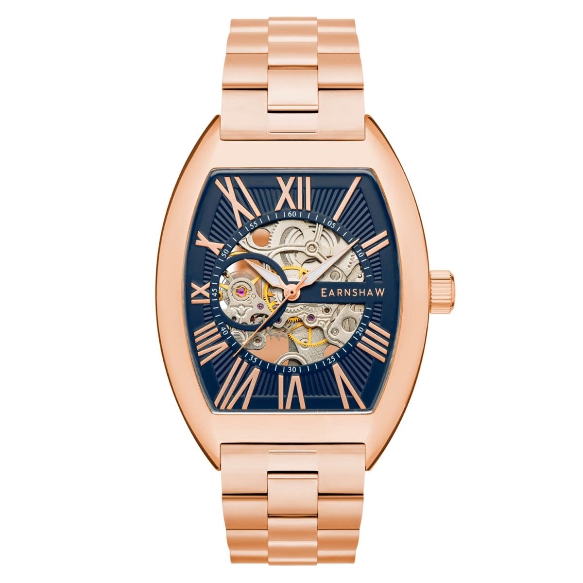 Earnshaw Beauchamp Automatic Skeleton Blue Tonneau Dial Men's Watch - ES-8148-88