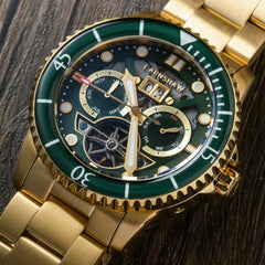 Earnshaw Duncan Grand Date Open Heart Automatic Green Round Dial Men's Watch - ES-8174-77