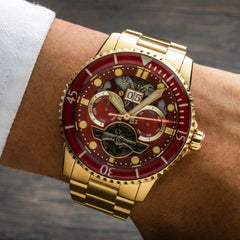 Earnshaw Duncan Grand Date Open Heart Automatic Red Round Dial Men's Watch - ES-8174-88