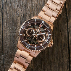 Earnshaw Duncan Grand Date Open Heart Automatic Brown Round Dial Men's Watch - ES-8174-99