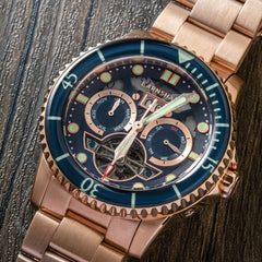 Earnshaw Duncan Grand Date Open Heart Automatic Blue Round Dial Men's Watch - ES-8174-AA