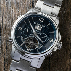 Earnshaw Marylebone Grand Date Open Heart Automatic Blue Round Dial Men's Watch - ES-8177-22