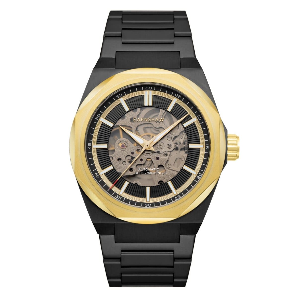 Earnshaw Clark Skeleton Automatic Black Round Dial Men's Watch - ES-8182-DD