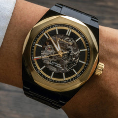 Earnshaw Clark Skeleton Automatic Black Round Dial Men's Watch - ES-8182-DD