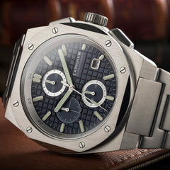 Earnshaw Bessemer Chronograph Blue Round Luminous Hands Dial Men's Watch - ES-8254-44