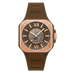 Earnshaw Armoury Automatic Skeleton Brown Square Luminous Hands Dial Men's Watch - ES-8258-01